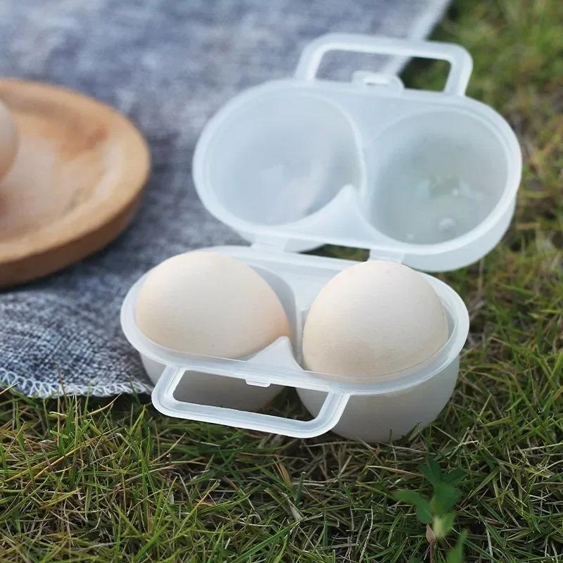 Two Compartment Outdoor Portable Egg Box Shockproof Drop Resistant Transparent Egg Holder Anti Crushing Picnic Camping Egg-Box