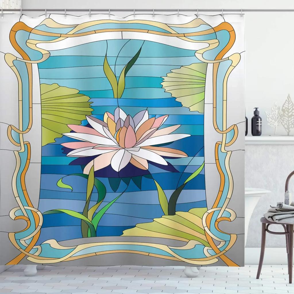 Rideau de douche Dame Art Nouveau, Ensemble de bain Esthétique Art Époques de la Journée, Repos Nocturne, Rêverie du Soir, Aube, Réveil Matinal