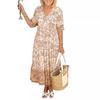 Abito Maxi Floreale Taglie Forti con Scollo a V per Vacanza al Mare