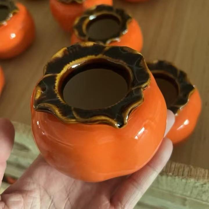 Persimmon Tea Scented Ceramic Candy Jar and Candle Holder