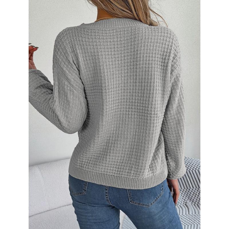 Women's Autumn and Winter Casual Solid Color Twist Lantern Sleeve Sweater