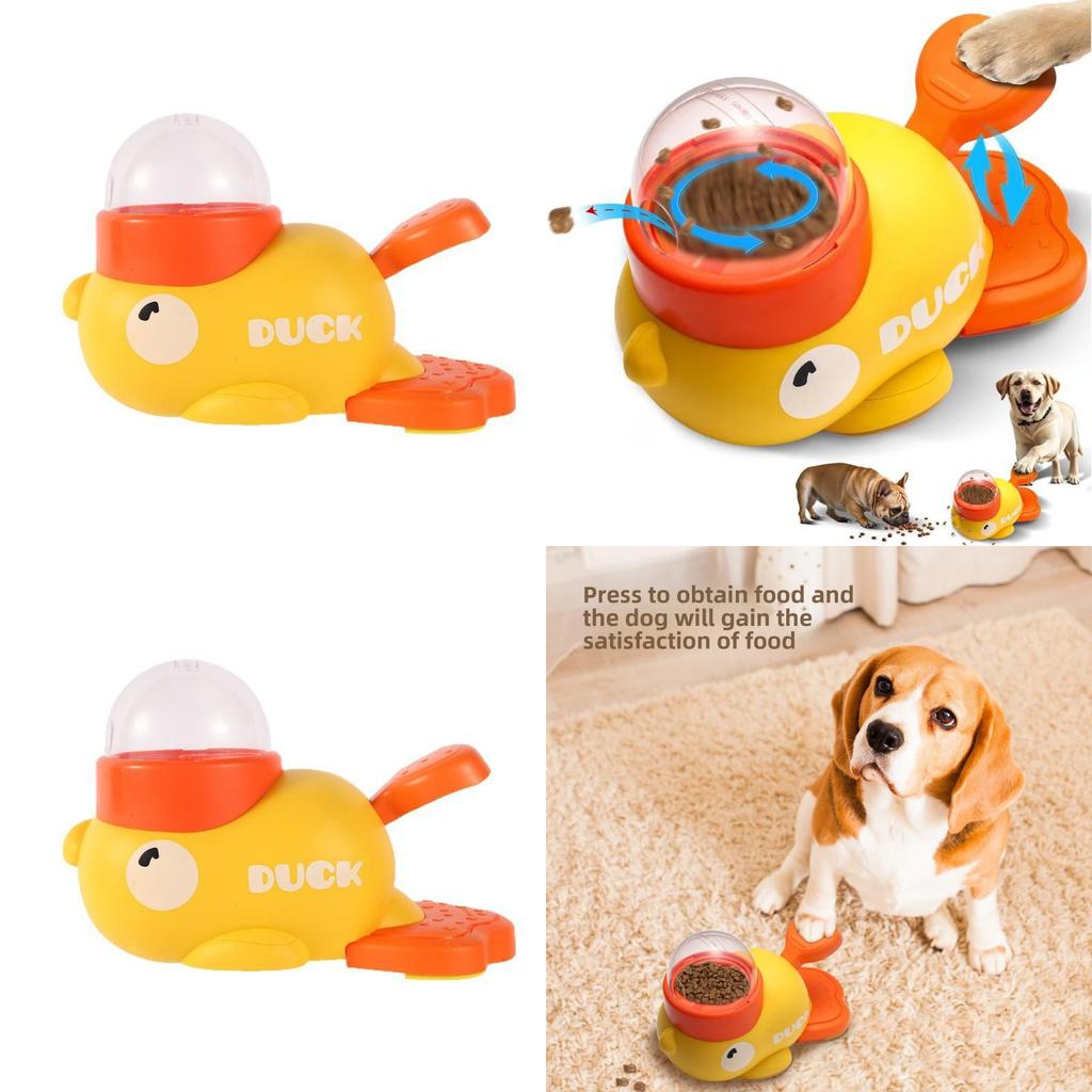 Yellow Pet Food Dispenser And Interactive Toy For Cats And Dogs With Abs Construction