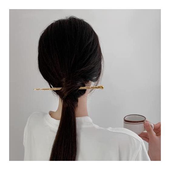 Kanzashi Stick Hairpin, Single Prong, Simple Hair Accessory, Yukata, Brass, Gold Plated, Cherry Blossom Pattern, Glass Bead, Sparkling, Dangling