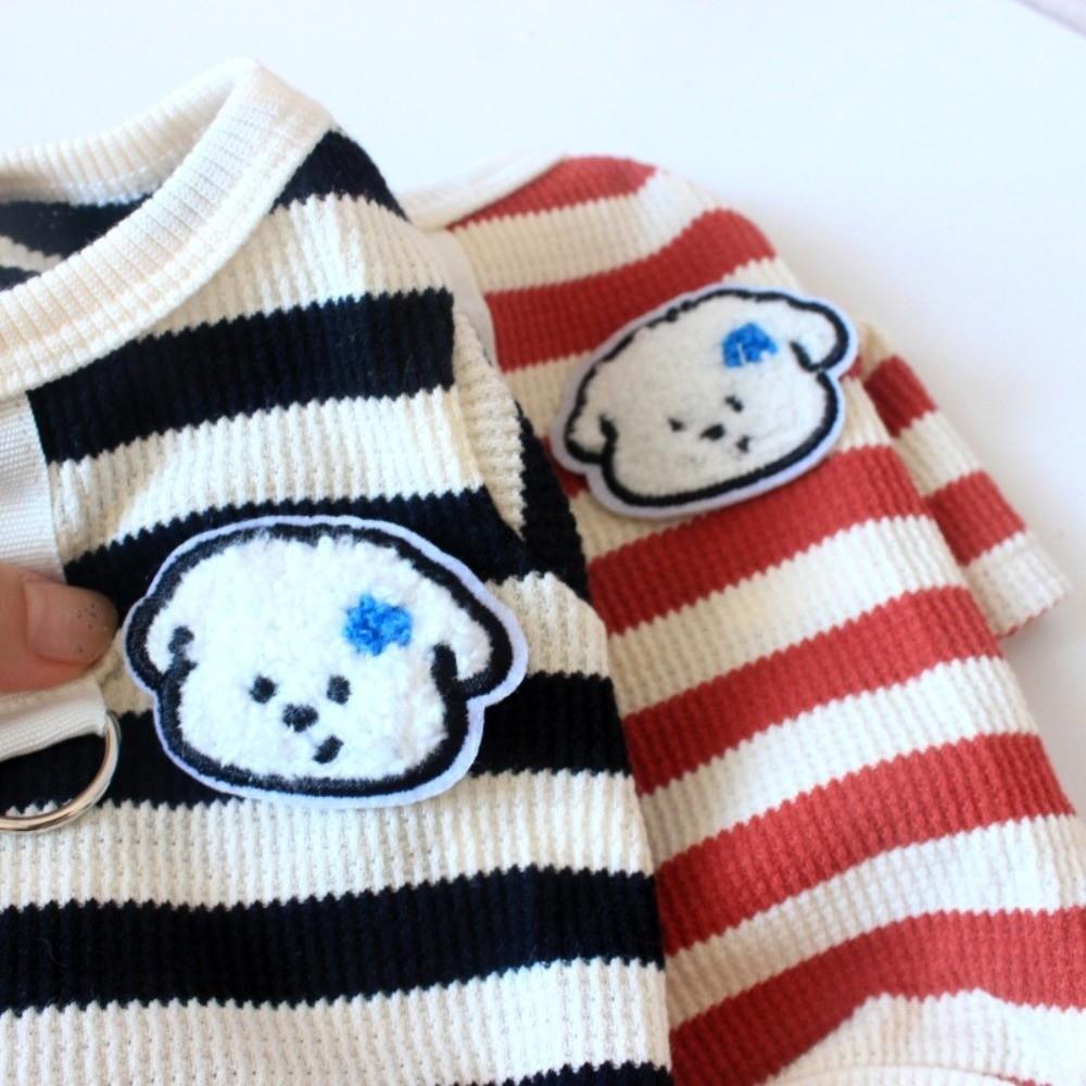 Cute Soft Cotton Striped Dog Jumpsuit Four Legs Anti-Shedding Puppy Clothes Breathable Cat Costume Fashion Pet Wear