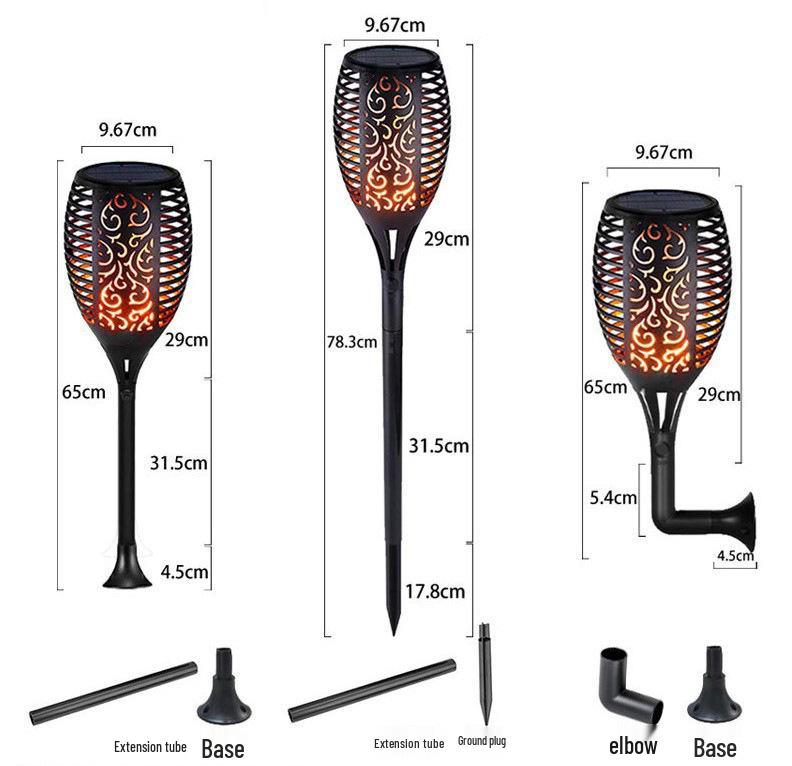 Solar Outdoor RGB Single/Seven Color Flame Lawn Light (12/33/51/96 LED)