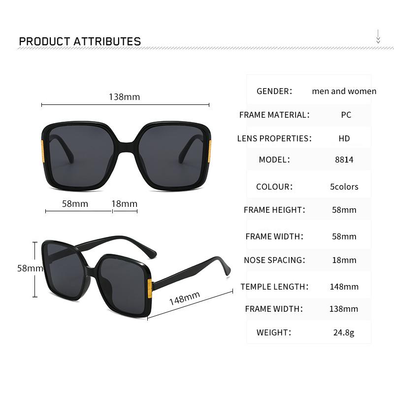 Vintage Oversized Square Sunglasses Men Women Fashion Brand Cat Eye Sun Glasses Men Hip Hop Outdoor Fishing Eyewear UV400