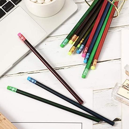 Outus 30 Pieces Color Changing Mood Pencil Bulk with Eraser 2B Wooden Heat Activated Fun Pencils Assorted Colors Thermochromic Pens Gifts for Prizes