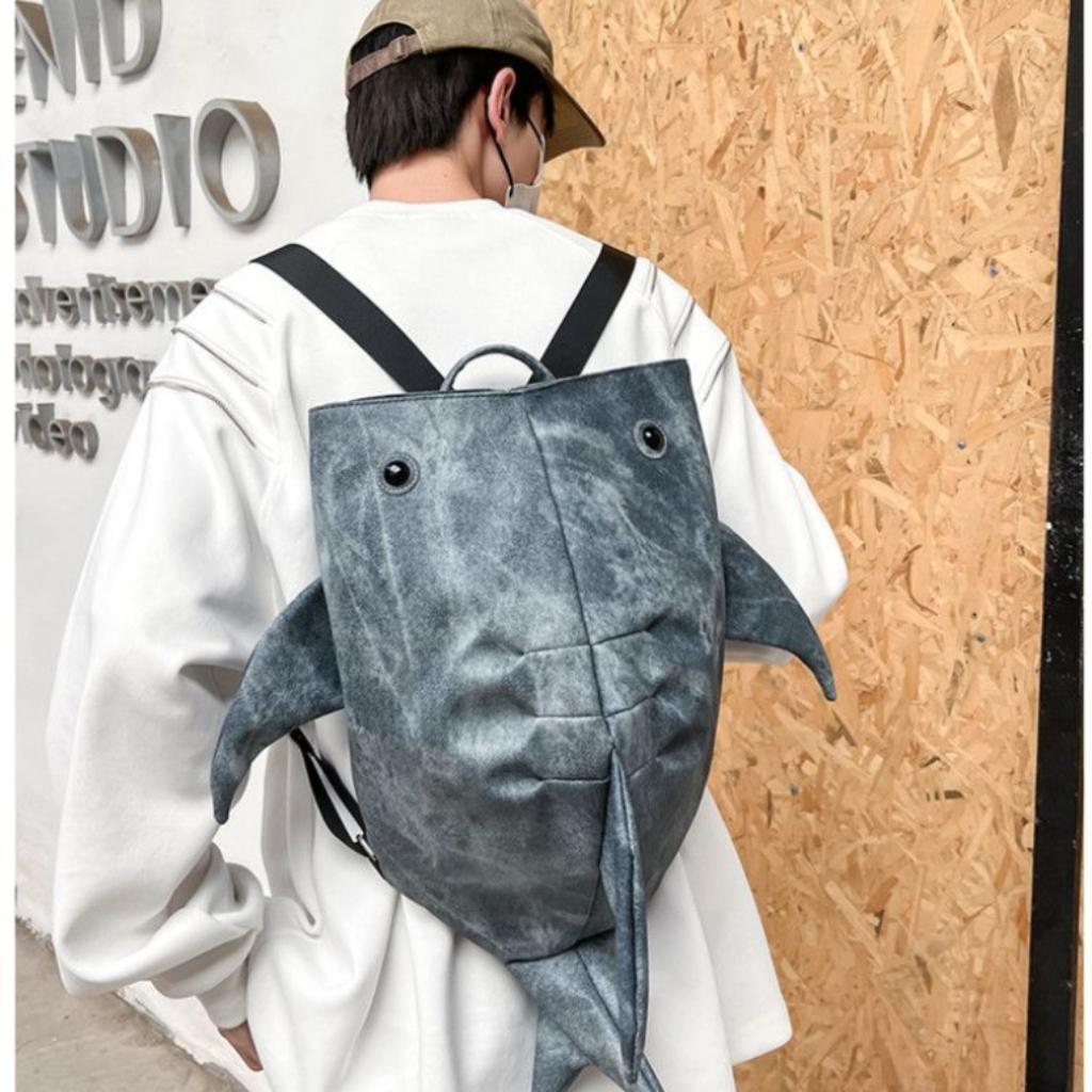 Sac à dos forme Requin-baleine drôle Y2K Sac à dos durable grande capacité Femmes Hommes Mignon Dessin animé d'extérieur Sac de voyage Sac d'école pour étudiant