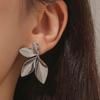 European & American Style Stainless Steel Petal Leaf Earrings for Women