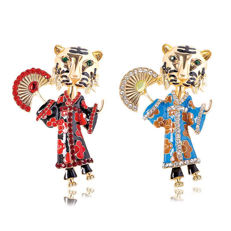 Spilla Brooch Moda Lusso Intarsiata Tigre Retrò