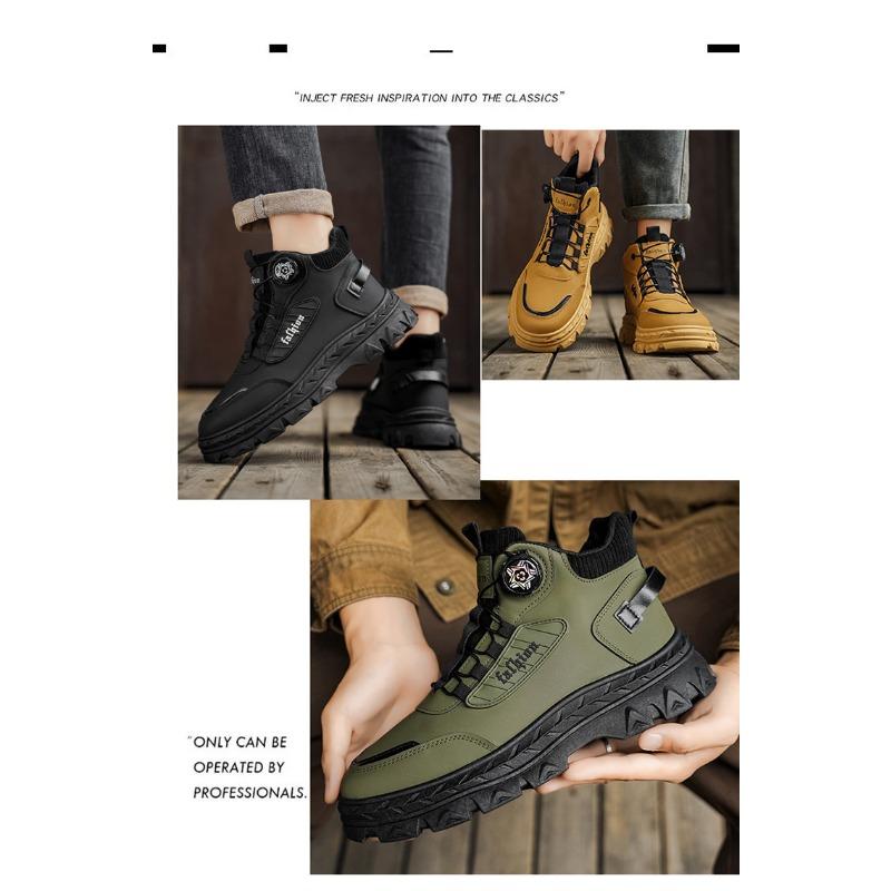 Men S Retro British Style Thick Sole High Top Work Martin Boots