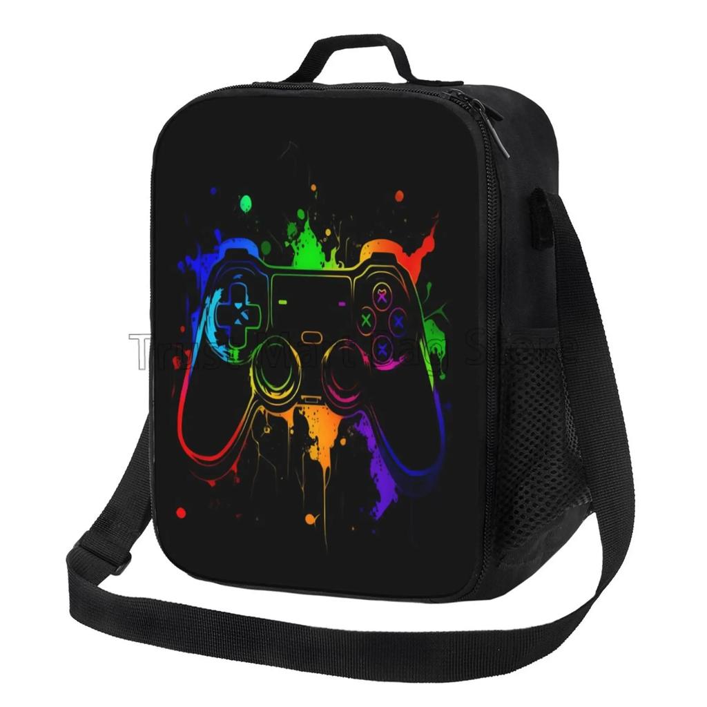 Videospel Vapen Gamer Spela Spel Isolerad Lunchväska Tote Handväska Matbehållare Kylväska för Strand Skola Arbete Kontor