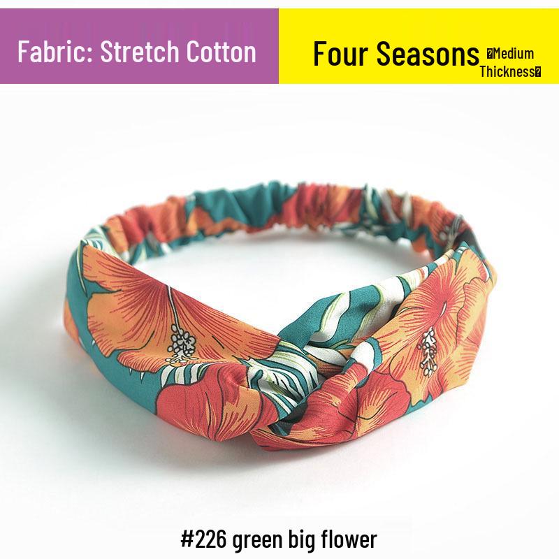 Koreanisches florales Chiffon-Elastik-Stirnband für Damen - Frischer Stil Haaraccessoire