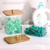 1PC Laundry Room Laundry Gel Bead Storage Box Laundry Detergent Finishing Box With Bamboo Lid Household Desktop Cotton Swab Case