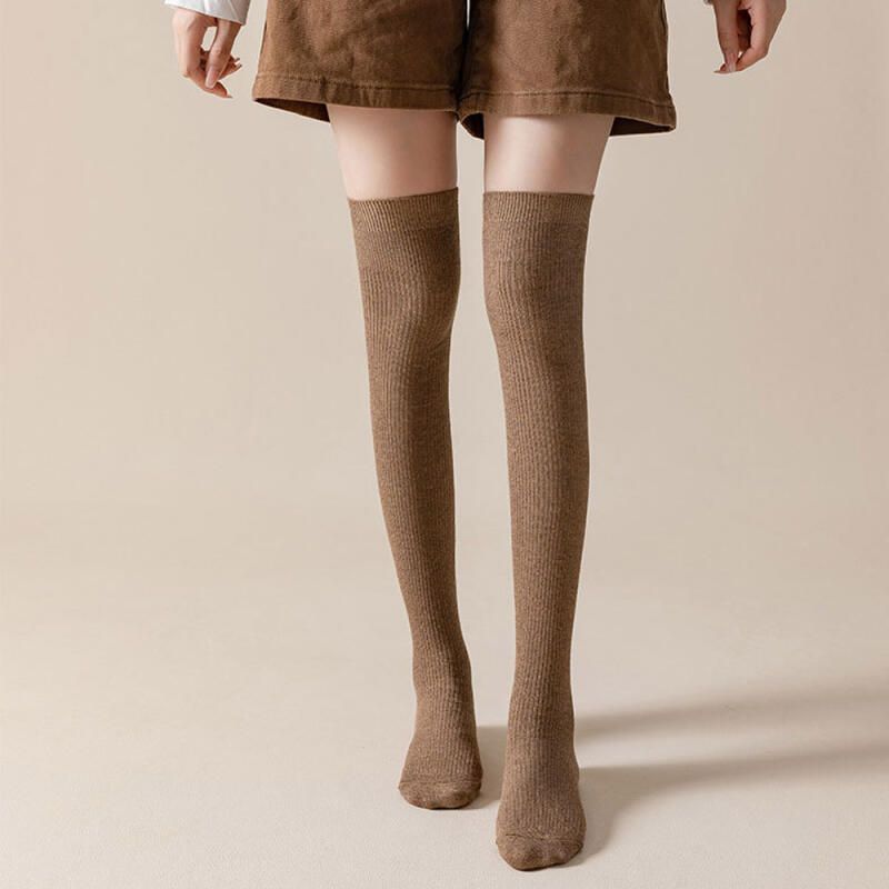 Mergolji Long Knit Knee-High Over-the-Knee Socks Boots white