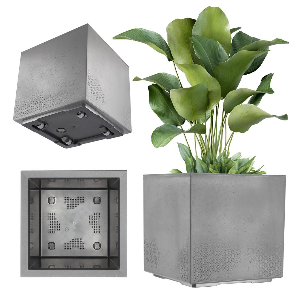 KADAX Pot Planter On Wheels Eco 40x40cm Black For Flowers Plants With Cork