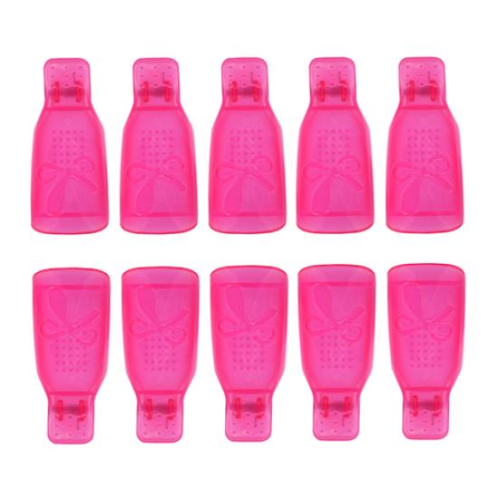 10x Bowknot Plastic Nail Art Soak Off Clip Cap UV Gel Polish Remover Wrap Tool