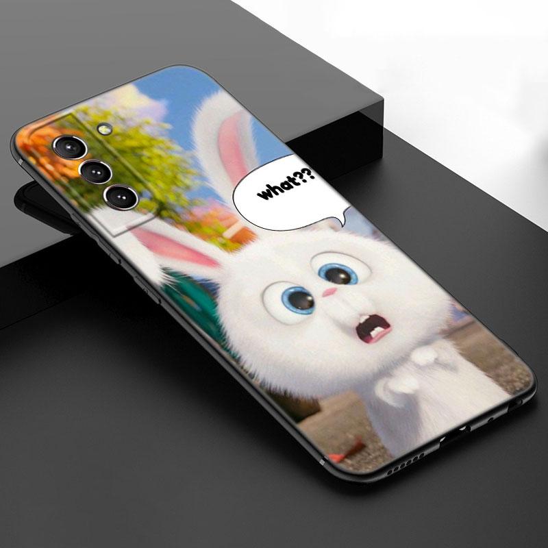 Cute Cartoon Rabbit Black Silicone Phone Case For Samsung Galaxy S23 S21 S20 FE S24 S22 Ultra S10E S10 S9 S8 Plus