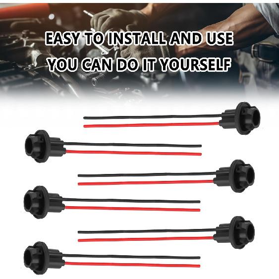 Carleef 6PCS 194 Bulb Socket with Extension Wiring Harness,T10 Socket for 158 161 168 175 W5W 194 Bulb,Universal Tail Light Socket Car Accessories