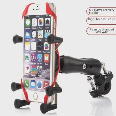 Universal Shockproof Motorcycle & Electric Car Phone Holder with Six-Claw Silicone Protection