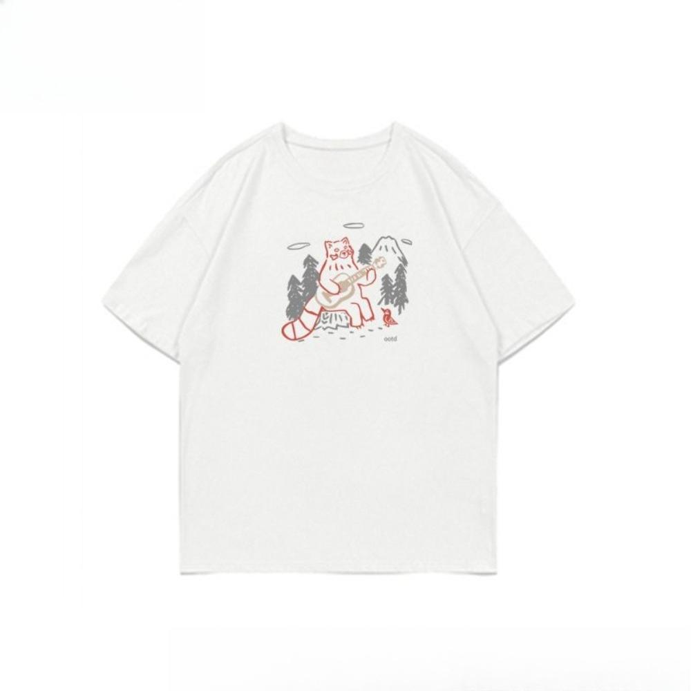 2025 New Casual Short Sleeve T-Shir Print Cotton Regular Fit Round Neck Breathable Loose Unisex Tee Men Women Clothing Anime