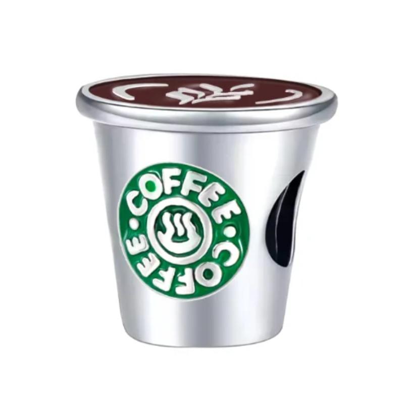 925 Silver Coffee Cup Charm Bead for DIY Bracelets Necklaces Pendants Handmade Jewelry Gift for Women Men