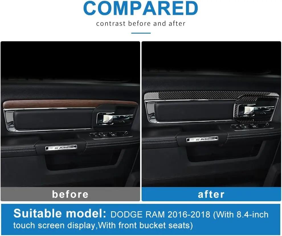 Carbon Fiber Door Panel Frame Cover for Dodge Ram 1500 2500 3500 2016-2018 Interior Trim Moulding