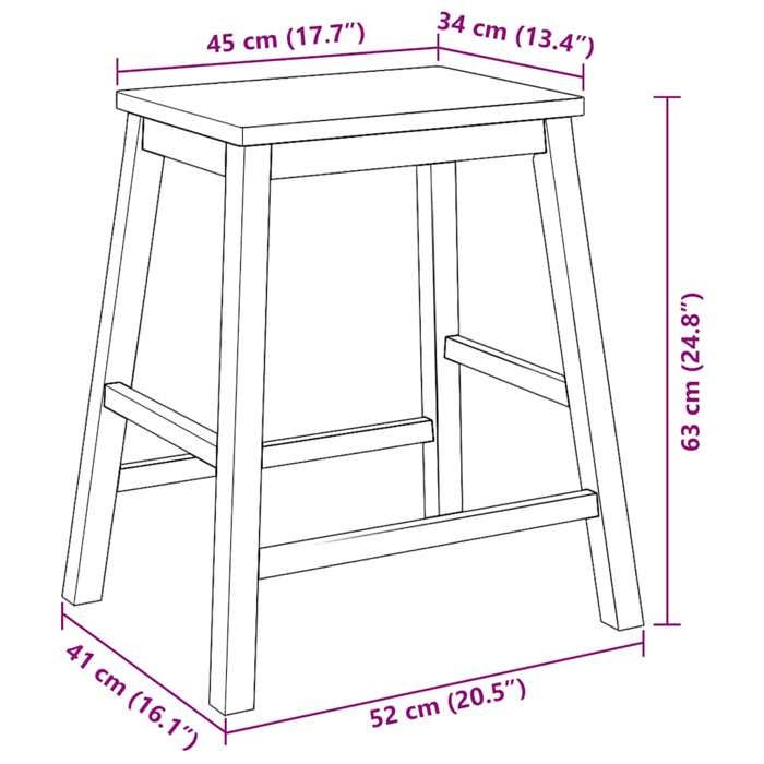 VidaXL Chaises de bar 2 pcs blanc bois massif d'hévéa, chaise, tabouret de bar de cuisine, chaise de restaurant, tabouret de 4102581