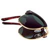Meigan Men's Retro Design Metal Browline Wellington Sunglasses, Foldable, Compact, UV400 UV Protection, Stylish, Gradient Lenses, Durable Hard Coat,