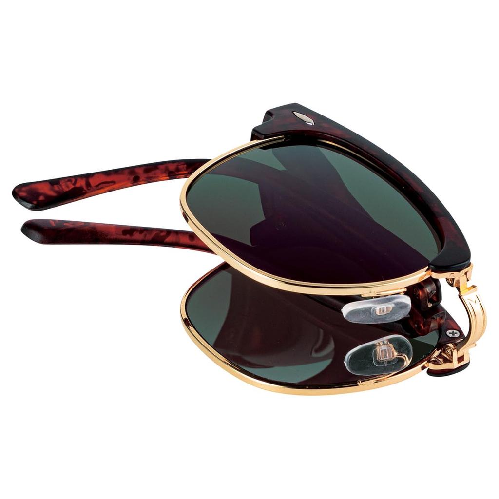 Meigan Men's Retro Design Metal Browline Wellington Sunglasses, Foldable, Compact, UV400 UV Protection, Stylish, Gradient Lenses, Durable Hard Coat,