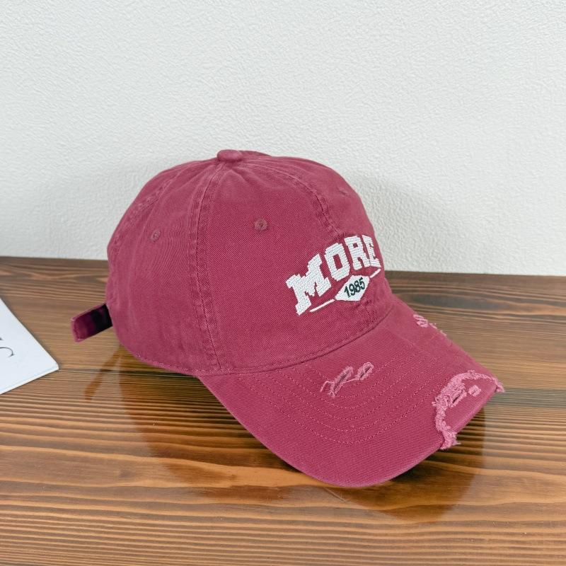 Old Ripped Sun Shading Baseball Hat for Women In Spring and Summer Versatile Letter Embroidery Fashion New Baseball Hat for Men