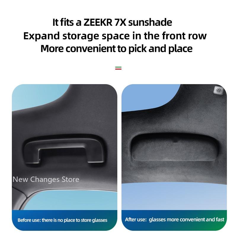 For Zeekr 001 009 X 007 7X 2021-2026 Suede Sunglasses Holder Car Glasses Storage Box Interior Modified Upgrade Parts