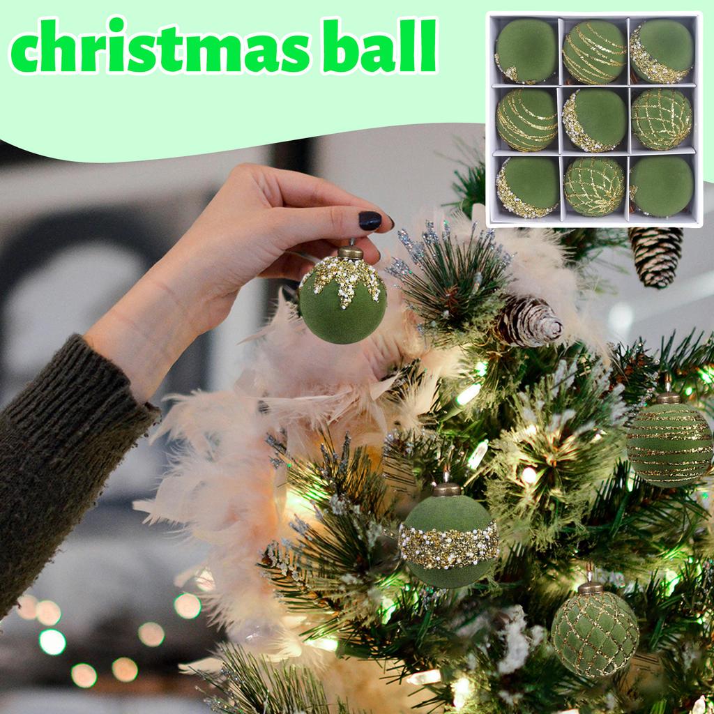9pcs Christmas Ball Decoration For Xmas Tree Bauble Ball Shiny Hanging Ornament For New Year Christmas Party Home Decoration