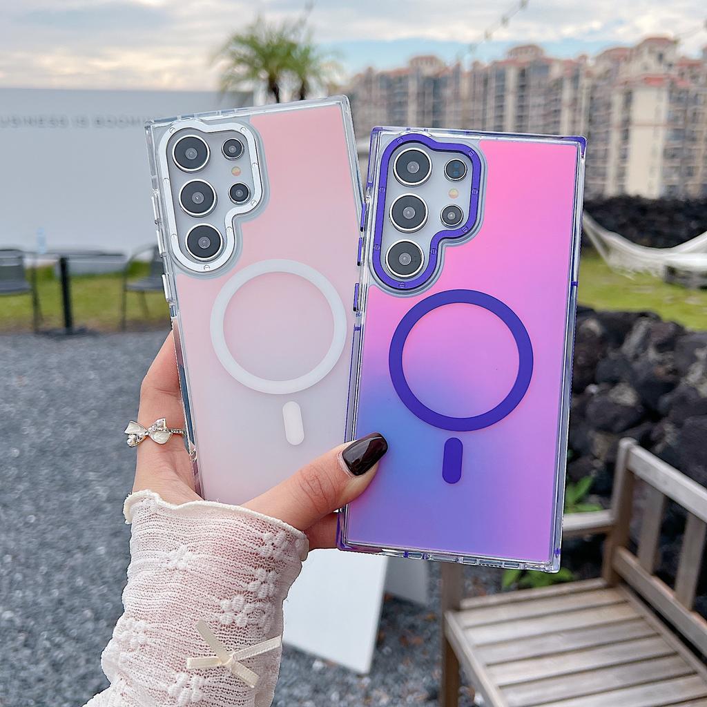 Two Color Xuncai Suitable for Samsung S25 Mobile Phone Case Colorful Hardware Lens Magnetic Absorption A54 A16A06A55 Ultra Proof Drop