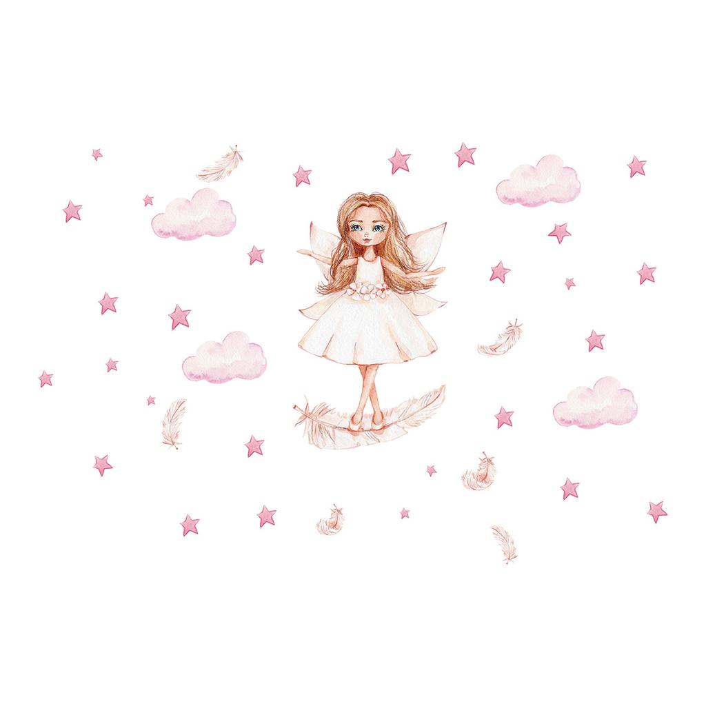 Rosa Mädchen Sternenwolke Prinzessin Selbstklebender Wandaufkleber Kinderzimmer Dekoration Aufkleber