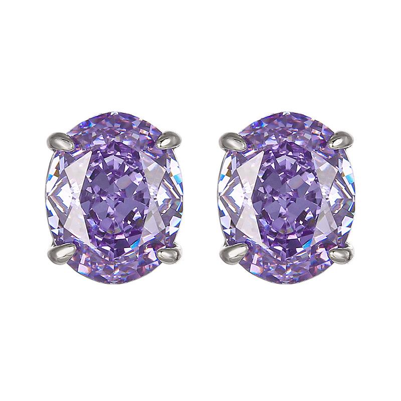 Jewelry Set Oval Ring Earring Necklace Women Light Luxury Ice Flower Cut Super Sparkling High Carbon