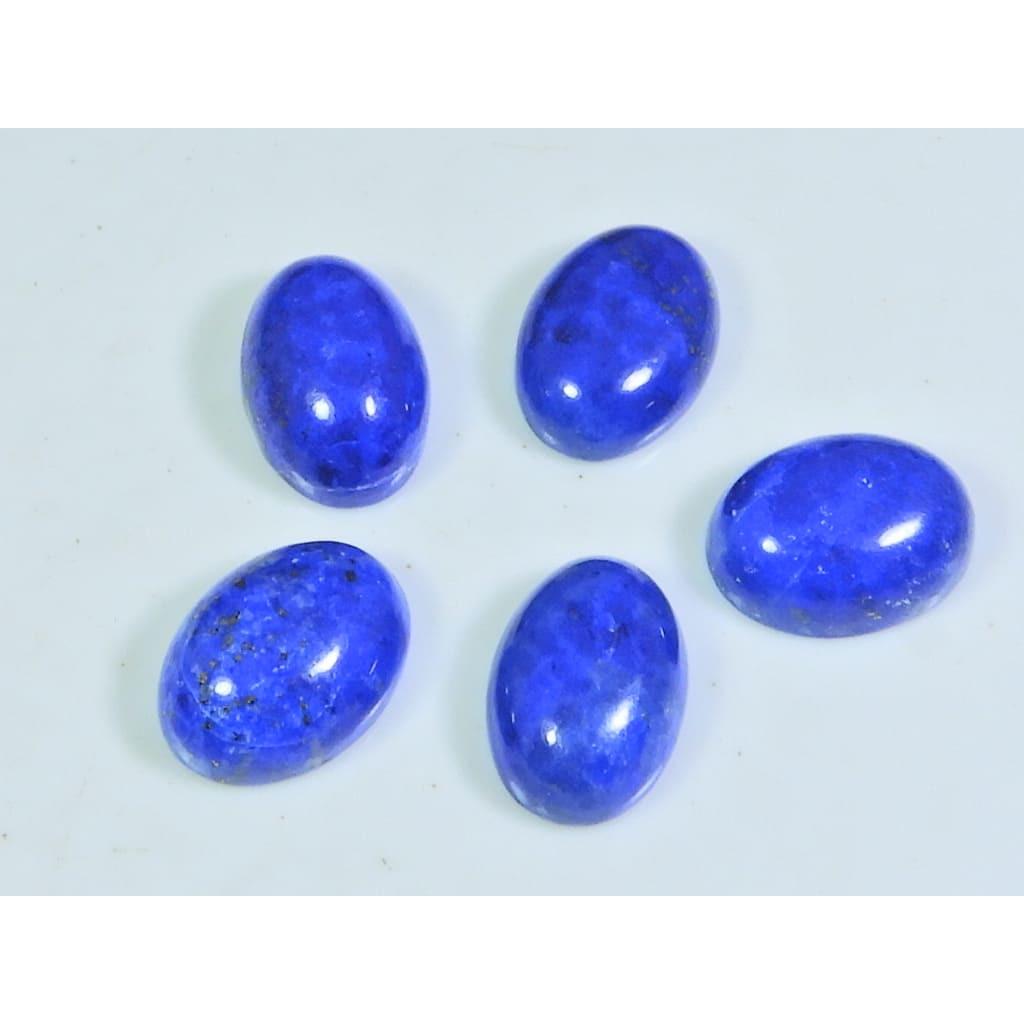 10X14MM Natural Lapis Lazuli Oval Cabochon Loose Gemstone 5 Pcs Lot 33Cts. A-483