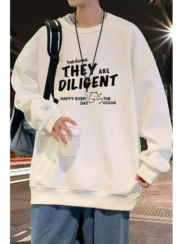 Herren Anti-Ballon Frühling/Herbst Sweatshirt - Lockere Passform, Rundhalsausschnitt, Langarm, Jugendlicher Stil.