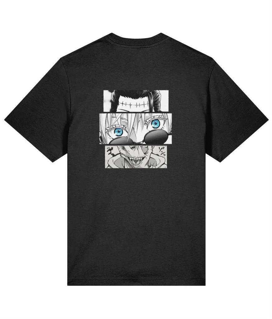 Jujutsu Kaisen Gojo Satoru Six Eyes Split Panel Graphic TShirt Unisex White Anime Streetwear