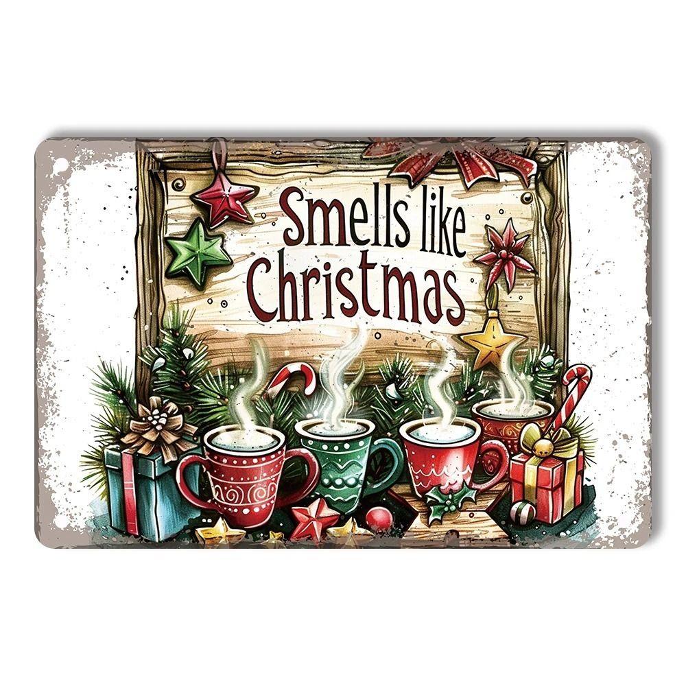 Vintage Christmas Metal Tin Sign Home Festive Wall Decor