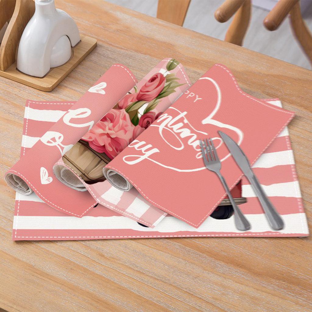 Neue Valentinstag Auto Essmatte Festival Party Tischdekoration Isolationsmatte Leinen Bedruckte Tischmatte Tassenmatte 1 Stück