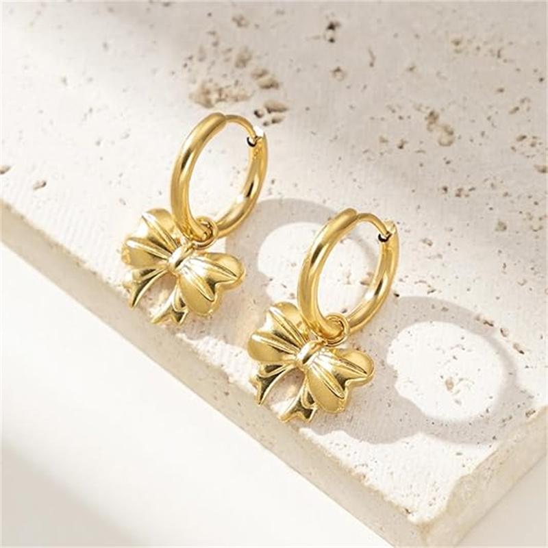 Golden Bow Statement Earrings Trendsetting  Stud Ear Accessories