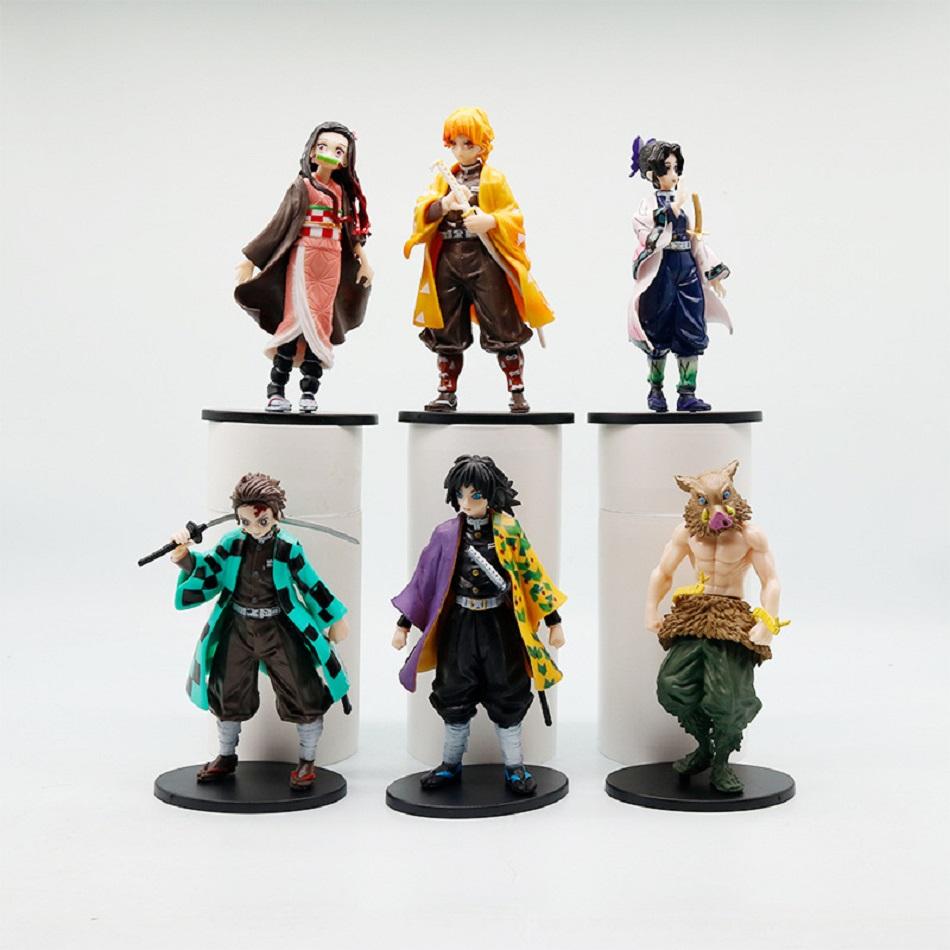 Figura de Anime Figuras de Demon Slayer Kimetsu No Yaiba Muñeco Tanjiro Nezuko Zenitsu Figura Figura de Acción Modelo Juguetes