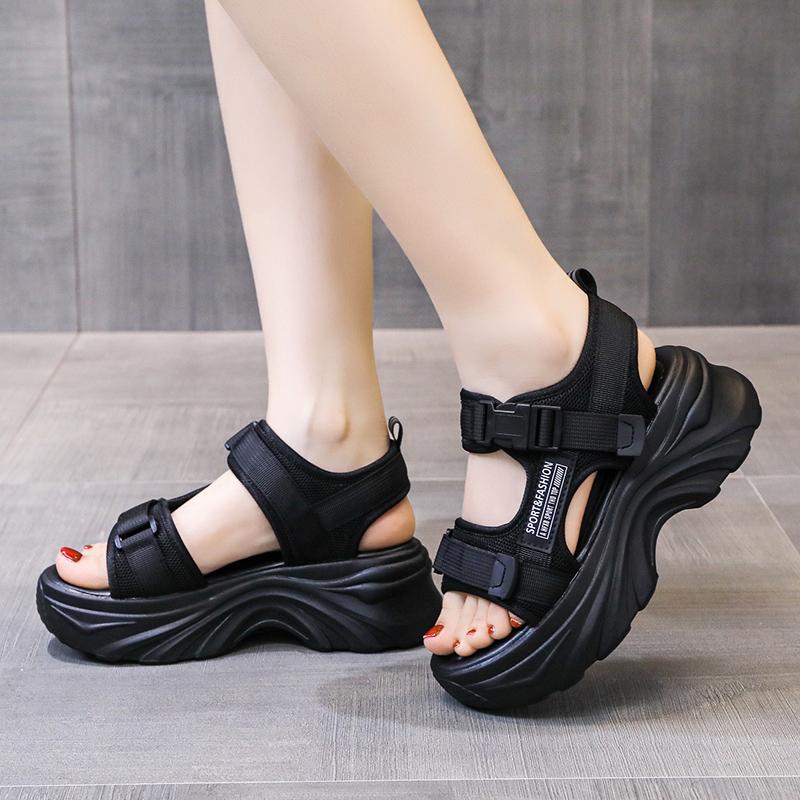 Fashion Sports Sandals for Women 2025 Summer New Wedge Platform Shoes for Outerwear Versatile Thick-soled Beach Shoes for Women