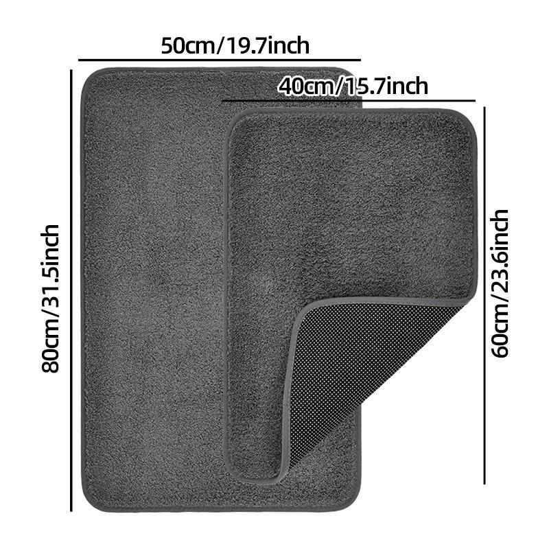 Hot-Selling Solid Color Imitation Cashmere Floor Mat Bathroom Door Mat Bathroom Absorbent Foot Mat Two-Piece Set