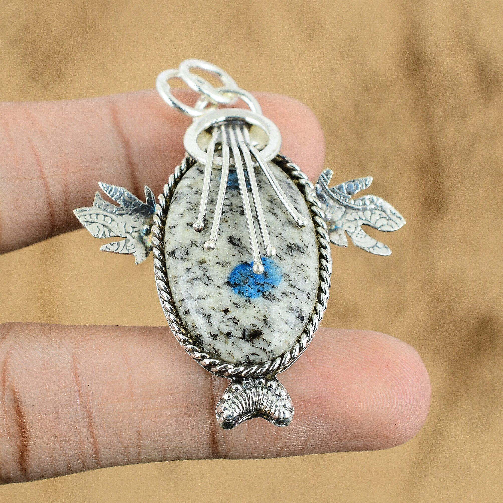 

Easter Deal Sterling Silver Oval Natural K2 Jasper Handcrafted Daughter Pendant