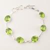 Pulsera Hecha a Mano de Peridoto y Plata de Ley 925 9" Joyería Regalo de Cumpleaños RB-5-14
