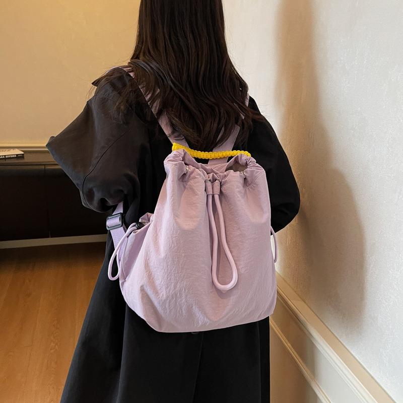 Simple Shoulder Bag Women's Autumn New Fashionable Large-capacity Drawstring Messenger Bag Cloth Bag Backpack