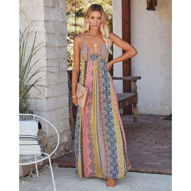 

Свободное платье с V-образным вырезом, на бретелях, с принтом, длинное, женское Picture Color XL