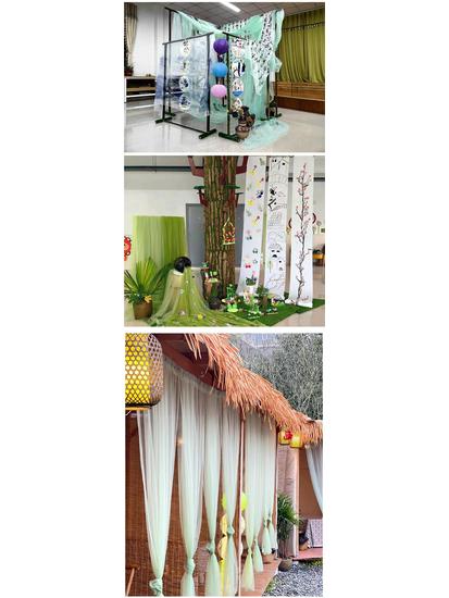 Green Pavilion Gazebo: Chinese-Style Outdoor Mesh Fabric for Kindergarten and Garden Decor
